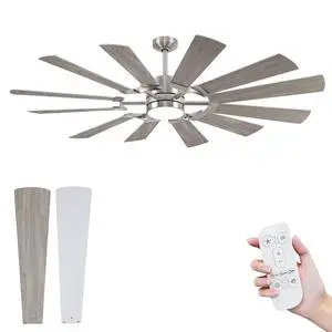 62 Inch Ceiling Fan with Light Remote, Modern Farmhouse Industrial 12 Blade(Sliver/Oak), High CFM Quiet Reversible DC Motor, Damp Rated Indoor Outdoor Ceiling Fans for Patios Garage Porch Barn Gym 62 Inch Ceiling Fan with Light Remote, Modern Farmhouse Industrial 12 Blade(Sliver/Oak), High CFM Quiet Reversible DC Motor, Damp Rated Indoor Outdoor Ceiling Fans for Patios Garage Porch Barn Gym