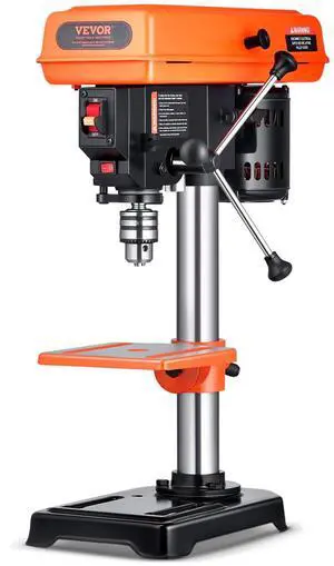 8 in Benchtop Drill Press, 2.5A Induction Motor, Tabletop Drilling Machine with 750/1140 / 1740/2340 / 3200 RPM Adjustable Speed, 0-45° Tilting Worktable, LED Work Light, for Wood Metal 8 in Benchtop Drill Press, 2.5A Induction Motor, Tabletop Drilling Machine with 750/1140 / 1740/2340 / 3200 RPM Adjustable Speed, 0-45° Tilting Worktable, LED Work Light, for Wood Metal