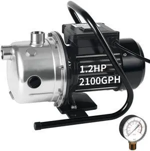 Shallow Well Pump, Stainless Steel Garden Irrigation Pump, 115V Water Transfer Pump, Water Booster Jet Pump for Home Garden Lawn Farm, Silver Shallow Well Pump, Stainless Steel Garden Irrigation Pump, 115V Water Transfer Pump, Water Booster Jet Pump for Home Garden Lawn Farm, Silver