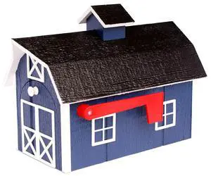 Deluxe Wooden Mailbox, Dutch Barn Style (Navy Blue with White Trim) Deluxe Wooden Mailbox, Dutch Barn Style (Navy Blue with White Trim)