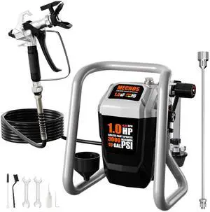 Airless Paint Sprayer - High Efficiency Thinning-Free Electric Spray Gun with Brass Nozzles & Extension Rod, Minimal Overspray for Home Interior/Exterior (Gray) Airless Paint Sprayer - High Efficiency Thinning-Free Electric Spray Gun with Brass Nozzles & Extension Rod, Minimal Overspray for Home Interior/Exterior (Gray)