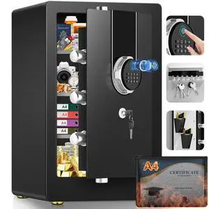 ." Large Biometric Safe Box, Home Safes Water Fireproof, Duty Document Safe with Bottom Hidden Compartment, Anti-Theft Dual Alerts, Mute Mode, Digital Security for Home and Business ." Large Biometric Safe Box, Home Safes Water Fireproof, Duty Document Safe with Bottom Hidden Compartment, Anti-Theft Dual Alerts, Mute Mode, Digital Security for Home and Business