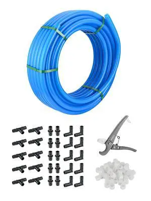 1/2-inch Pex-A Pipe & Expansion Fittings, Rings Combo: 1/2-inch 300 ft Roll BLUE, 30 PCS Poly Expansion Fittings: Elbow Tee Couple, 100 PCS Expansion Rings, Pipe Cutter,(XB300) 1/2-inch Pex-A Pipe & Expansion Fittings, Rings Combo: 1/2-inch 300 ft Roll BLUE, 30 PCS Poly Expansion Fittings: Elbow Tee Couple, 100 PCS Expansion Rings, Pipe Cutter,(XB300)