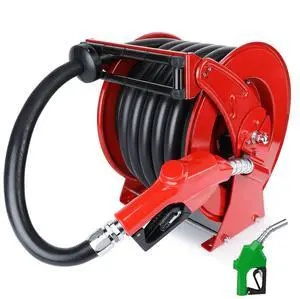 Fuel Hose Reel with Fueling Nozzle, 1" x 50FT Retractable Diesel Hose Reel, 300 PSI Industrial Heavy Duty Auto Swivel Rewind Hose Holder Reels, for Vehicle Tank Truck Trailer Ship Fuel Hose Reel with Fueling Nozzle, 1" x 50FT Retractable Diesel Hose Reel, 300 PSI Industrial Heavy Duty Auto Swivel Rewind Hose Holder Reels, for Vehicle Tank Truck Trailer Ship