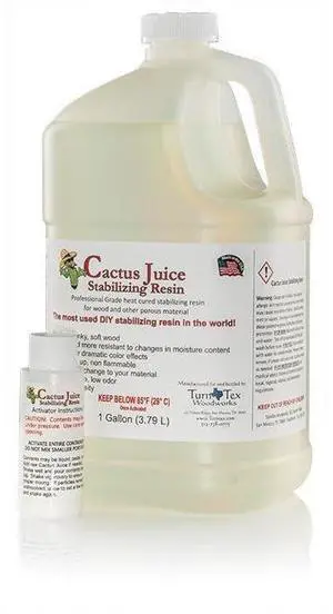 BVV Cactus Juice Stabilizing Resin for Woodworking - Cures & Hardens Soft Wood for DIY Projects, Carpentry - 1 Gallon Cactus Juice Resin - Activator Included BVV Cactus Juice Stabilizing Resin for Woodworking - Cures & Hardens Soft Wood for DIY Projects, Carpentry - 1 Gallon Cactus Juice Resin - Activator Included