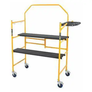 4 Ft Scaffolding Platform, Adjustable, Foldable and Rolling Scaffold Platform with 4-Inch Locking Wheels for Construction & DIY Projects 4 Ft Scaffolding Platform, Adjustable, Foldable and Rolling Scaffold Platform with 4-Inch Locking Wheels for Construction & DIY Projects