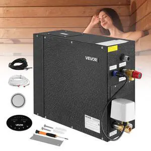 Steam Generator, 6 kW Steam Shower System with Controller for Home Sauna & Spa, Commercial Auto Drain Kit with Overheat, Dry-Run & Overpressure Protection, 10min to 24h Timer, Black Steam Generator, 6 kW Steam Shower System with Controller for Home Sauna & Spa, Commercial Auto Drain Kit with Overheat, Dry-Run & Overpressure Protection, 10min to 24h Timer, Black
