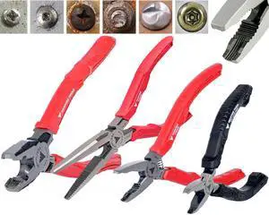 4-PC Screw Extractor Pliers Set. Made in Japan: 8" Linesman, 7.5" Long Nose, 6.25" Combination & 5" ESD Safe Mini Plier. Remove any Stripped/Damaged/Rusted Screws 4-PC Screw Extractor Pliers Set. Made in Japan: 8" Linesman, 7.5" Long Nose, 6.25" Combination & 5" ESD Safe Mini Plier. Remove any Stripped/Damaged/Rusted Screws