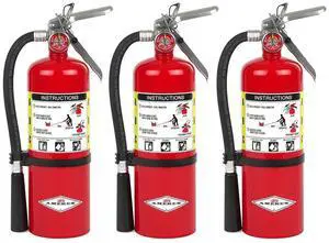 B500 ABC Dry Chemical Class A, B, and C Fire Extinguisher with 12 to 18 Feet Range and 14 Second Discharge Time (5 Lb, 3-Pack) B500 ABC Dry Chemical Class A, B, and C Fire Extinguisher with 12 to 18 Feet Range and 14 Second Discharge Time (5 Lb, 3-Pack)