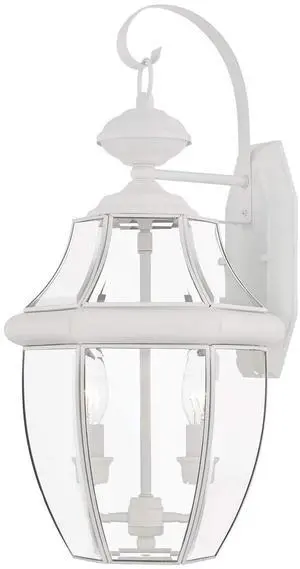 Lighting 2251-03 Outdoor Wall Lantern with Clear Beveled Glass Shades, White Lighting 2251-03 Outdoor Wall Lantern with Clear Beveled Glass Shades, White