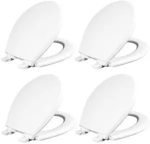 Cassel Slow Close Toilet Seat, Easy Clean, Non Slip Premium Wood Seat, Easy Install, Made in USA, Round, White, 4-Pack Cassel Slow Close Toilet Seat, Easy Clean, Non Slip Premium Wood Seat, Easy Install, Made in USA, Round, White, 4-Pack