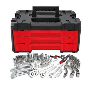 Socket Set, 262-Piece Mechanic Tool Set, 1/4", 3/8", 1/2" Drive, SAE / Metric, (CMMT45307) Socket Set, 262-Piece Mechanic Tool Set, 1/4", 3/8", 1/2" Drive, SAE / Metric, (CMMT45307)
