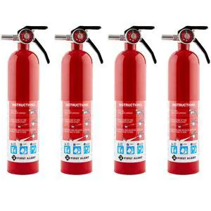Fire Extinguisher for Home, Standard Rechargeable Compliance Unit, UL RATED 1-A:10-B:C, HOME1-4, Red, 4-Pack Fire Extinguisher for Home, Standard Rechargeable Compliance Unit, UL RATED 1-A:10-B:C, HOME1-4, Red, 4-Pack