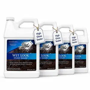 Wet Look Natural Stone Sealer. Durable, Long-Lasting Gloss Protection. Interior and Exterior Pavers, Slate, Sandstone, Travertine, Flagstone, Driveways, Garage Floors, etc Wet Look Natural Stone Sealer. Durable, Long-Lasting Gloss Protection. Interior and Exterior Pavers, Slate, Sandstone, Travertine, Flagstone, Driveways, Garage Floors, etc