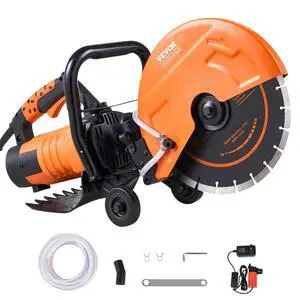 Electric Concrete Saw, 12 in, 1800 W Motor Circular Saw Cutter with Max. 4.5 in Adjustable Cutting Depth, Wet Disk Saw Cutter Includes Water Line, Pump and Blade, for Stone, Brick Electric Concrete Saw, 12 in, 1800 W Motor Circular Saw Cutter with Max. 4.5 in Adjustable Cutting Depth, Wet Disk Saw Cutter Includes Water Line, Pump and Blade, for Stone, Brick