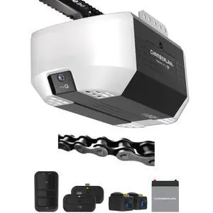 3/4 HP Chain Drive Smart Garage Door Opener with Fixed Camera, Battery Backup, 2-Bulb Lighting, and myQ Connectivity 3/4 HP Chain Drive Smart Garage Door Opener with Fixed Camera, Battery Backup, 2-Bulb Lighting, and myQ Connectivity