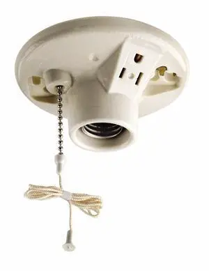 9726-C One-Piece Glazed Porcelain Outlet Box Mount, Incandescent Lampholder, Pull Chain, Top Wired, 50-Pack, White 9726-C One-Piece Glazed Porcelain Outlet Box Mount, Incandescent Lampholder, Pull Chain, Top Wired, 50-Pack, White