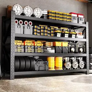 79"W Heavy Duty Storage Shelves, 8000LBS Adjustable Garage Shelving Unit, Rust Proof Large Metal Storage Rack, 24"D x 79"W x 74"H Industrial Shelving for Warehouse, Basement, Shop, Supermarket 79"W Heavy Duty Storage Shelves, 8000LBS Adjustable Garage Shelving Unit, Rust Proof Large Metal Storage Rack, 24"D x 79"W x 74"H Industrial Shelving for Warehouse, Basement, Shop, Supermarket