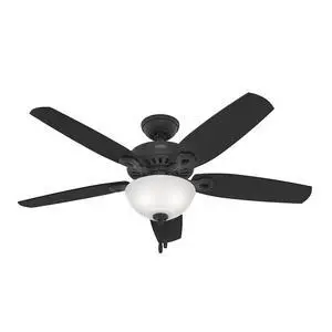 52 inch Indoor Ceiling Fan with LED Light - Black Ceiling Fan with Pull Chain, For Bedroom or Living Room, Standard Mount, No Remote, 5 Blades, Includes Bulbs- Builder Deluxe 52386, Matte Black 52 inch Indoor Ceiling Fan with LED Light - Black Ceiling Fan with Pull Chain, For Bedroom or Living Room, Standard Mount, No Remote, 5 Blades, Includes Bulbs- Builder Deluxe 52386, Matte Black