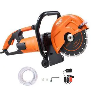 Electric Concrete Cutter, 9 in Circular Saw with 3.5 in Cutting Depth, Wet/Dry Disk Cutter Includes Water Line, Pump and Blade, for Stone, Brick, Porcelain, Concrete, 1800W Motor Electric Concrete Cutter, 9 in Circular Saw with 3.5 in Cutting Depth, Wet/Dry Disk Cutter Includes Water Line, Pump and Blade, for Stone, Brick, Porcelain, Concrete, 1800W Motor