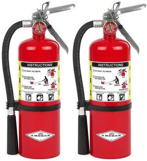 B500, 5 lb ABC Dry Chemical Fire Extinguisher Class A, B & C Rated with 1218 Ft Range and 14 Second Discharge Time, 2-Pack B500, 5 lb ABC Dry Chemical Fire Extinguisher Class A, B & C Rated with 1218 Ft Range and 14 Second Discharge Time, 2-Pack