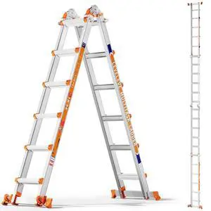 20FT Extension Ladder,A Frame 6 Step Ladder with Stabilizer Bar & Wheels,330 lbs Security Load Multi Position Ladder for Stairs Home Indoor Outdoor Roof 20FT Extension Ladder,A Frame 6 Step Ladder with Stabilizer Bar & Wheels,330 lbs Security Load Multi Position Ladder for Stairs Home Indoor Outdoor Roof