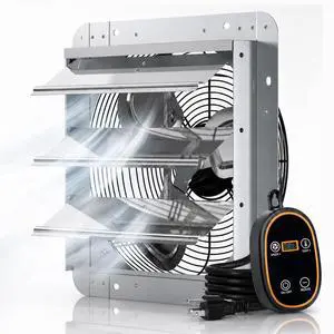 18 Inch Smart Exhaust Fan with Thermostat, 8-Speed Controller, 2688 CFM (Up to 3800 Sq.Ft), 60W EC Motor Wall Mount Shutter Fan for Barn/Garage/Greenhouse, Plug & Play Vent Fan, FCC 18 Inch Smart Exhaust Fan with Thermostat, 8-Speed Controller, 2688 CFM (Up to 3800 Sq.Ft), 60W EC Motor Wall Mount Shutter Fan for Barn/Garage/Greenhouse, Plug & Play Vent Fan, FCC