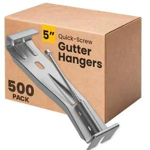 Quick-Screw 5" Gutter Hangers - Heavy Duty Hidden Gutter Brackets with Pre-Assembled Inserted Gutter Screws - Rain Gutter Parts and Accessories to Fix or Repair Sagging Rain Gutters (500 Count) Quick-Screw 5" Gutter Hangers - Heavy Duty Hidden Gutter Brackets with Pre-Assembled Inserted Gutter Screws - Rain Gutter Parts and Accessories to Fix or Repair Sagging Rain Gutters (500 Count)