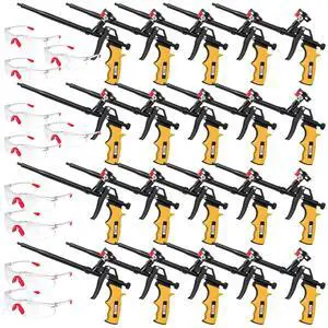 Professional Spray Foam Insulation Gun (20 Foam Gun + 80 Nozzle), Teflon-Coated Expanding Foam Gun, Foam Dispensing Gun, for Caulking, Insulating Foam Applicator Yellow - 20 Pack Professional Spray Foam Insulation Gun (20 Foam Gun + 80 Nozzle), Teflon-Coated Expanding Foam Gun, Foam Dispensing Gun, for Caulking, Insulating Foam Applicator Yellow - 20 Pack