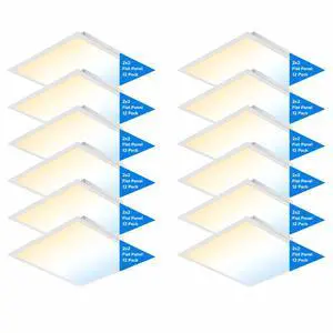 12 Pack 2x2 LED Flat Panel Light for Drop Ceiling, 5200lm Selectable 20W/25W/30W/35W/40W, Color Temperature 3000K/3500K/4000K/5000K/6500K, 0-10V Dimmable, 120-277V, ETL 12 Pack 2x2 LED Flat Panel Light for Drop Ceiling, 5200lm Selectable 20W/25W/30W/35W/40W, Color Temperature 3000K/3500K/4000K/5000K/6500K, 0-10V Dimmable, 120-277V, ETL