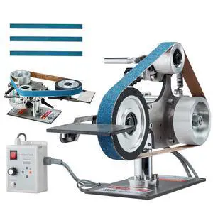 Belt Grinder Sander, 30 x 1-Inch Variable Speed Belt Polisher with VFD, 550W Polishing Grinding Machine with 2 Grinding Moulds & 3PCS Sanding Belts for Metalworking, Knife Making Belt Grinder Sander, 30 x 1-Inch Variable Speed Belt Polisher with VFD, 550W Polishing Grinding Machine with 2 Grinding Moulds & 3PCS Sanding Belts for Metalworking, Knife Making