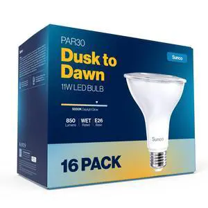 Sunco 16 Pack LED PAR30 Dusk to Dawn Light Bulb for Outside Porch, Patio, Backyard, 11W=75W, 850 LM, 5000K Daylight, Non-Dimmable, Photocell Sensor, UL Sunco 16 Pack LED PAR30 Dusk to Dawn Light Bulb for Outside Porch, Patio, Backyard, 11W=75W, 850 LM, 5000K Daylight, Non-Dimmable, Photocell Sensor, UL