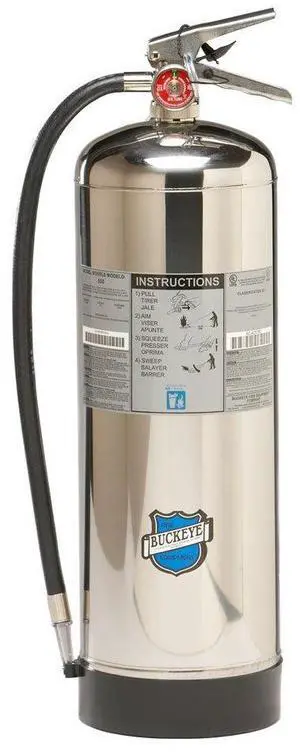 50000 Stainless Steel Water Pressurized Hand Held Fire Extinguisher with Wall Hook, 2.5 Gallon Agent Capacity, 7" Diameter x 9" Width x 24-1/2" Height 50000 Stainless Steel Water Pressurized Hand Held Fire Extinguisher with Wall Hook, 2.5 Gallon Agent Capacity, 7" Diameter x 9" Width x 24-1/2" Height