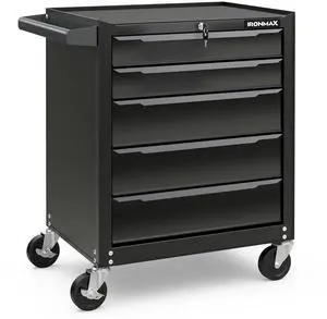 5-Drawer Rolling Tool Chest, Steel Tool Storage Cabinet with Handle, Hanging Holes, Central Keyed Locking System, Universal Lockable Wheels, Tool Organizer Box for Garage Workshop 5-Drawer Rolling Tool Chest, Steel Tool Storage Cabinet with Handle, Hanging Holes, Central Keyed Locking System, Universal Lockable Wheels, Tool Organizer Box for Garage Workshop