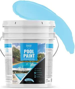 Dyco Waterborne Acrylic Pool Paint, Resistant to UV, Water, Salt, Chemicals, Fading, Cracking & More, Seals Hairline Cracks (Ocean Blue, 5 Gallon) Dyco Waterborne Acrylic Pool Paint, Resistant to UV, Water, Salt, Chemicals, Fading, Cracking & More, Seals Hairline Cracks (Ocean Blue, 5 Gallon)