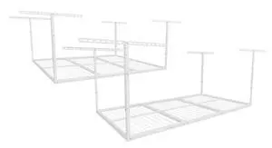 2 Pack 4x6 Overhead Garage Storage Adjustable Ceiling Rack 72" Length x 48" Width x 40" Height, 450lbs Weight Capacity, White, Classic Series 2 Pack 4x6 Overhead Garage Storage Adjustable Ceiling Rack 72" Length x 48" Width x 40" Height, 450lbs Weight Capacity, White, Classic Series