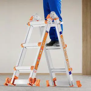 Multi Position 3 Step Ladder, 11FT Extension Ladder with Stabilizer Bar & Wheels,330 lbs Security Load A Frame Ladder for Stairs Home Indoor Outdoor Roof Multi Position 3 Step Ladder, 11FT Extension Ladder with Stabilizer Bar & Wheels,330 lbs Security Load A Frame Ladder for Stairs Home Indoor Outdoor Roof