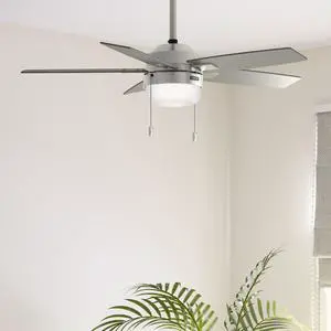 44" Anisten Indoor Ceiling Fan, Light, Pull Chain, Brushed Nickel | WhisperWind whisper-quiet motor, DuraLight lens, and 3" downrod support bedrooms, offices, and small rooms year-round 44" Anisten Indoor Ceiling Fan, Light, Pull Chain, Brushed Nickel | WhisperWind whisper-quiet motor, DuraLight lens, and 3" downrod support bedrooms, offices, and small rooms year-round