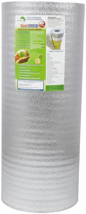 SmartSHIELD -5mm 48''X100ft R17 Reflective Insulation Roll, Foam Core Radiant Barrier, Thermal Foil Insulation - FOIL / FOIL SmartSHIELD -5mm 48''X100ft R17 Reflective Insulation Roll, Foam Core Radiant Barrier, Thermal Foil Insulation - FOIL / FOIL
