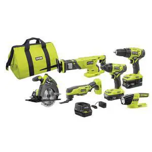 P1819 18V One+ Lithium Ion Combo Kit (6 Tools: Drill/Driver, Impact Driver, Reciprocating Saw, Circular Saw, Multi-Tool, LED Worklight, 4.0 Ah & 1.5 Ah Battery, Charger, Bag) P1819 18V One+ Lithium Ion Combo Kit (6 Tools: Drill/Driver, Impact Driver, Reciprocating Saw, Circular Saw, Multi-Tool, LED Worklight, 4.0 Ah & 1.5 Ah Battery, Charger, Bag)