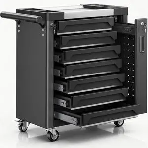 7-Drawer Rolling Tool Chest, Tool Box Lockable Metal Tool Cabinet with Side Storage Cabinet, Ball Bearing Slides Steel Organizer,Heavy-Duty Powder-Coated Tool Cart for Garage Workshope, Black 7-Drawer Rolling Tool Chest, Tool Box Lockable Metal Tool Cabinet with Side Storage Cabinet, Ball Bearing Slides Steel Organizer,Heavy-Duty Powder-Coated Tool Cart for Garage Workshope, Black
