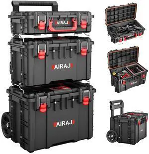 Rolling Tool Box with Wheels Heavy Duty,Modular Stackable Tool Box Organizer,Waterproof Toolbox for Hand/Power Tools,Removable Divider/Parts Box,All-terrain Durable Wheels,Telescopic Pull Rod Handle Rolling Tool Box with Wheels Heavy Duty,Modular Stackable Tool Box Organizer,Waterproof Toolbox for Hand/Power Tools,Removable Divider/Parts Box,All-terrain Durable Wheels,Telescopic Pull Rod Handle