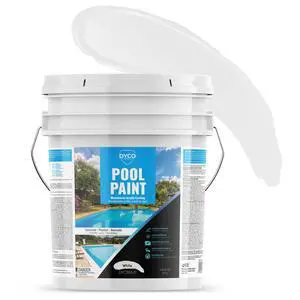 Dyco Waterborne Acrylic Pool Paint, Resistant to UV, Water, Salt, Chemicals, Fading, Cracking & More, Seals Hairline Cracks (White, 5 Gallon) Dyco Waterborne Acrylic Pool Paint, Resistant to UV, Water, Salt, Chemicals, Fading, Cracking & More, Seals Hairline Cracks (White, 5 Gallon)
