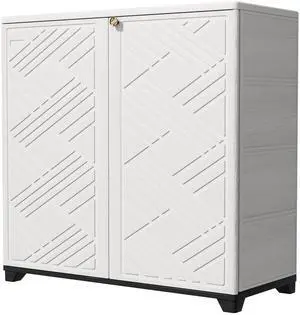 Outdoor Storage Cabinet Waterproof with 2 Shelves, 60 Gallon Resin Storage Shed for Patio/Garden/Backyard, Outdoor Storage Box for Cushions,Garden Tools and Pool Supplies,White Outdoor Storage Cabinet Waterproof with 2 Shelves, 60 Gallon Resin Storage Shed for Patio/Garden/Backyard, Outdoor Storage Box for Cushions,Garden Tools and Pool Supplies,White
