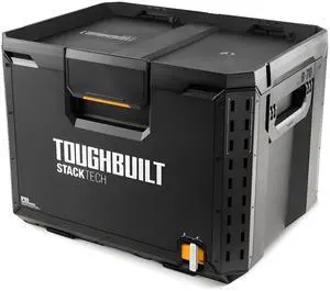 StackTech XL Tool box Organizer with Lock and Removable Tray, Black StackTech XL Tool box Organizer with Lock and Removable Tray, Black
