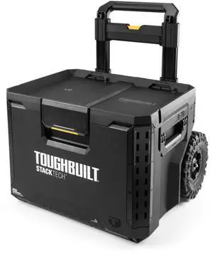 Portable 2-in-1 Rolling Tool Box, Wheels & Stackable Design, Black Portable 2-in-1 Rolling Tool Box, Wheels & Stackable Design, Black