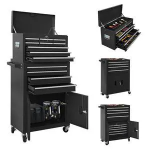13-Drawer Double Door Rolling Tool Chest, 2 in 1 Detachable Tool Chest,Tool Box with Drawers and Wheels, Large Tool Cabinet with Lock, Metal Standing Toolbox for Garage Workshop-Black 13-Drawer Double Door Rolling Tool Chest, 2 in 1 Detachable Tool Chest,Tool Box with Drawers and Wheels, Large Tool Cabinet with Lock, Metal Standing Toolbox for Garage Workshop-Black