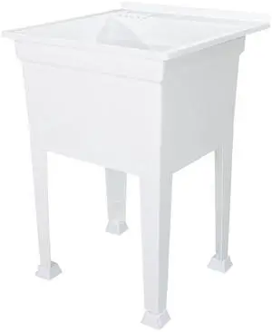 Utility Sink Heavy Duty Freestanding Utility Tub Sink with Drain Plug, Adjustable Floor Levelers & 5 Step Installation Process, 24 x 24 Inches, White Utility Sink Heavy Duty Freestanding Utility Tub Sink with Drain Plug, Adjustable Floor Levelers & 5 Step Installation Process, 24 x 24 Inches, White