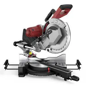 12-Inch Dual-Bevel Sliding Compound Miter Saw, 3800RPM, 15 Amp, Dual Bevel 0-45° with Extension Table, 36T Blade, Power Saw for Metal, Plastic, Wood, Laminates 12-Inch Dual-Bevel Sliding Compound Miter Saw, 3800RPM, 15 Amp, Dual Bevel 0-45° with Extension Table, 36T Blade, Power Saw for Metal, Plastic, Wood, Laminates