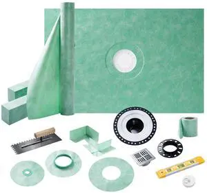 Shower Curb Kit, Complete Shower System 48" x 72", Includes Curb, Membrane, Seals, Corners, PVC Bonding Flange, Trowel & Level Shower Curb Kit, Complete Shower System 48" x 72", Includes Curb, Membrane, Seals, Corners, PVC Bonding Flange, Trowel & Level